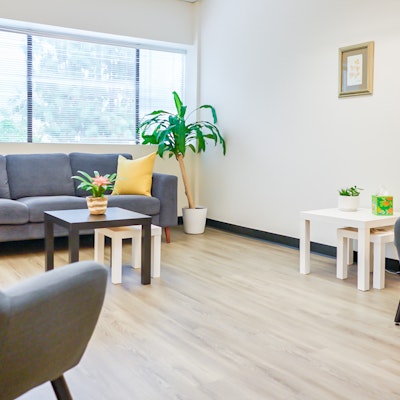 Private therapy room at Aspire Counseling Group in Arcadia, California, with comfortable seating for counseling sessions.