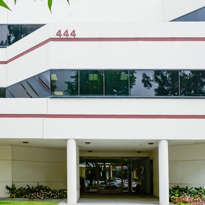 Entrance of the office building for Aspire Counseling Group in Arcadia, California.