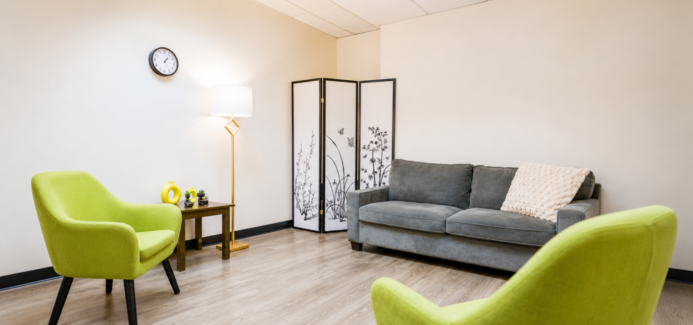 Comfortable therapy room at Aspire Counseling Group in Arcadia, California.