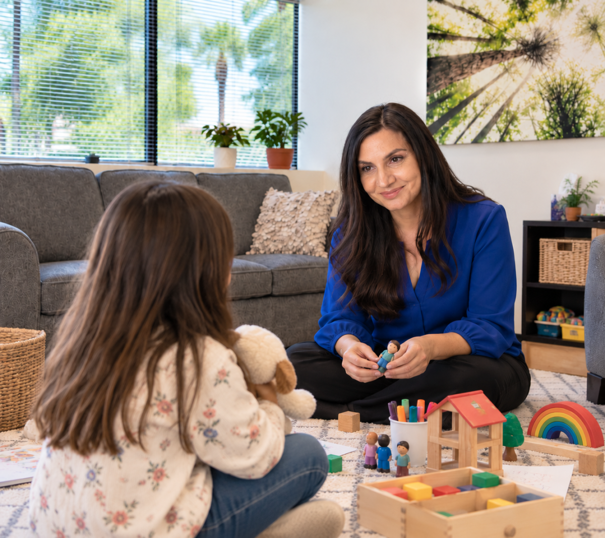 Ani Martikyan, LMFT providing child therapy with play-based activities at Aspire Counseling Group in Arcadia, California