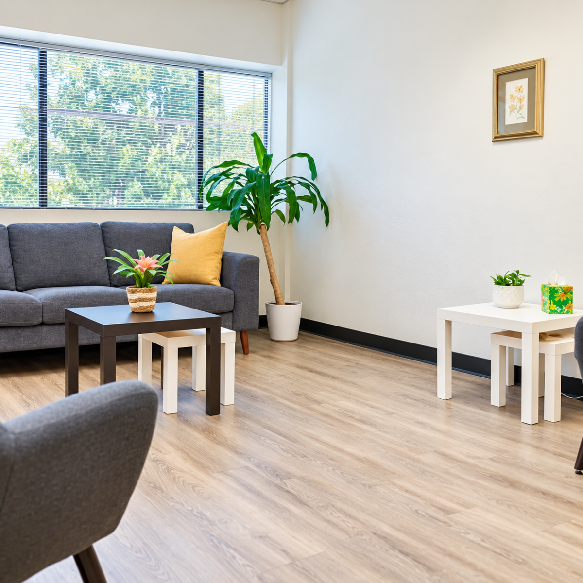 Therapy room at Aspire Counseling Group in Arcadia, California for individual and family counseling