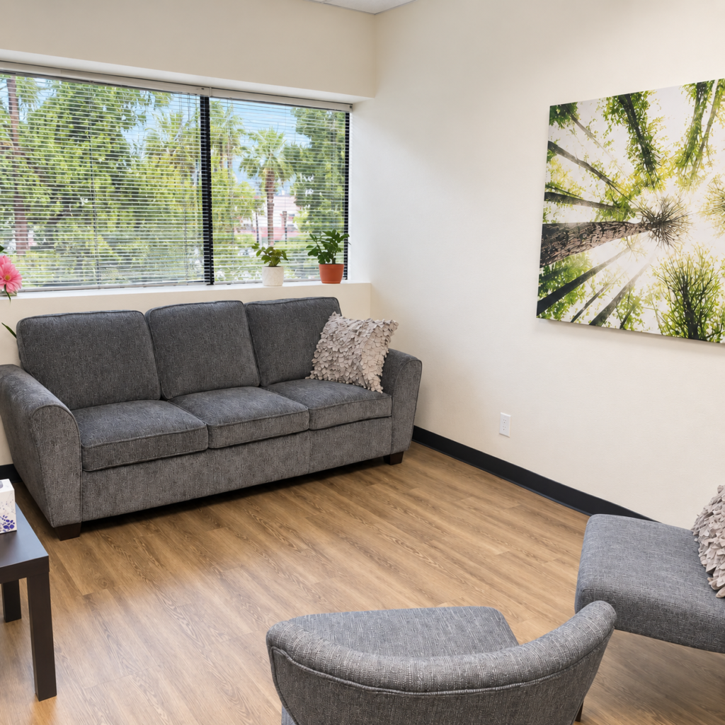 Welcoming therapy room at Aspire Counseling Group in Arcadia, California for family systems therapy and family counseling